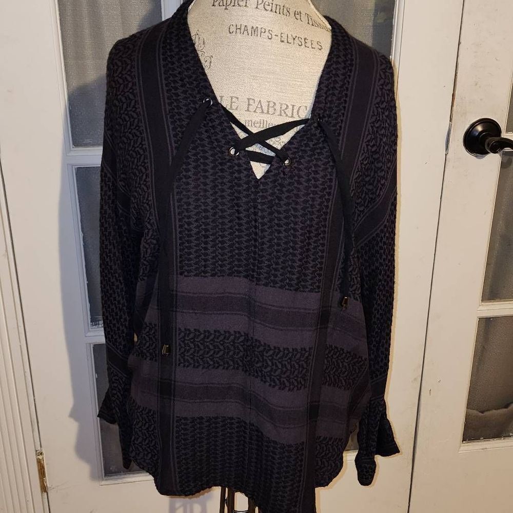 Rails Womens Lily‎ Onyx Jacquard Pullover Blouse Medium